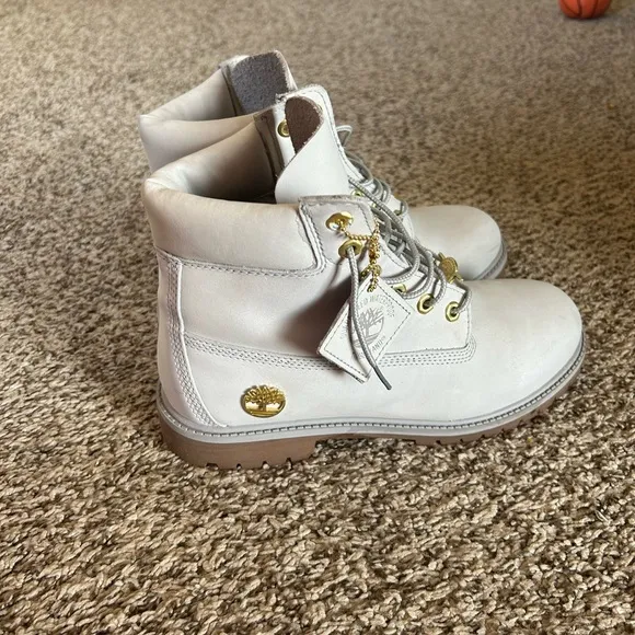 Timberland White Leather Boots