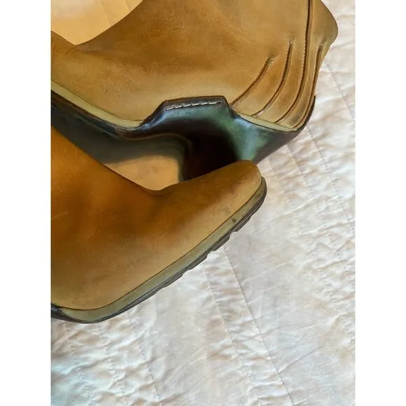 Timberland Women’s Clog Booties Tan Wooden Zipper Open 10M