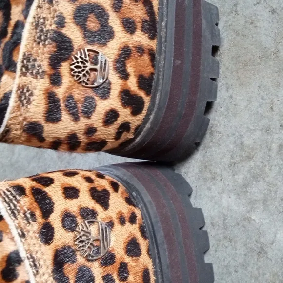 Timberland Women's London Square Leather Leopard Print Hiker Boots, 7