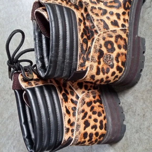 Timberland Women's London Square Leather Leopard Print Hiker Boots, 7