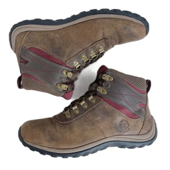 Timberland Women's Norwood Mid Waterproof Brown Leather Hiking Boots Size 7.5