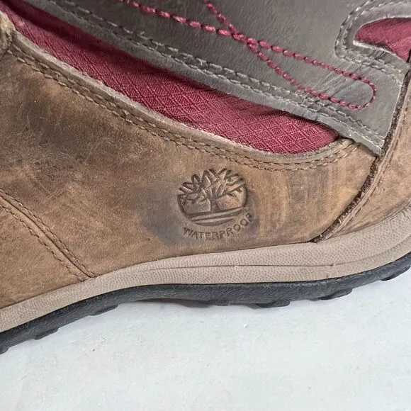 Timberland Women's Norwood Mid Waterproof Brown Leather Hiking Boots Size 7.5