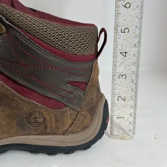 Timberland Women's Norwood Mid Waterproof Brown Leather Hiking Boots Size 7.5