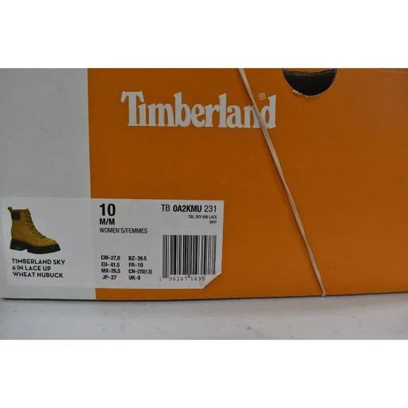 Timberland Womens Size 10 Sky Wheat Nubuck 6in Lace Up Platform Boots Shoes