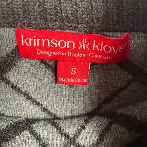 Title Nine Krimson Klover Women's Black &amp; Red Cowl-Neck Merino Wool Tunic Size S