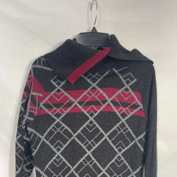 Title Nine Krimson Klover Women's Black &amp; Red Cowl-Neck Merino Wool Tunic Size S