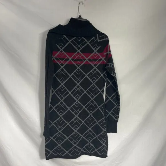 Title Nine Krimson Klover Women's Black &amp; Red Cowl-Neck Merino Wool Tunic Size S