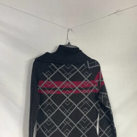 Title Nine Krimson Klover Women's Black &amp; Red Cowl-Neck Merino Wool Tunic Size S