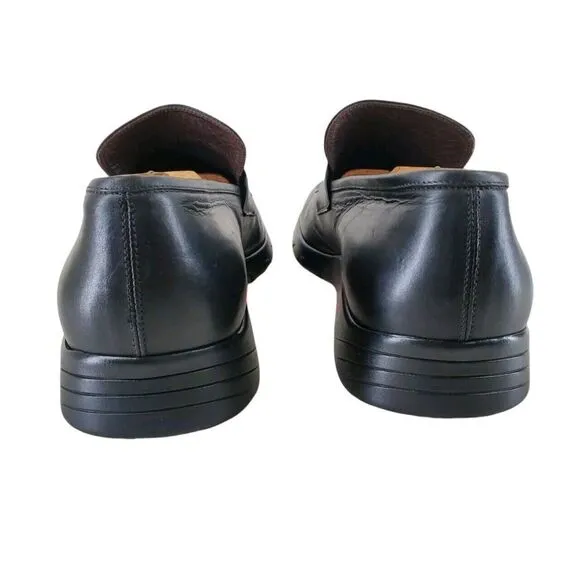 To Boot New York Saddle Loafer Shoes 11 Black Leather Casual Slip-On Rubber Sole