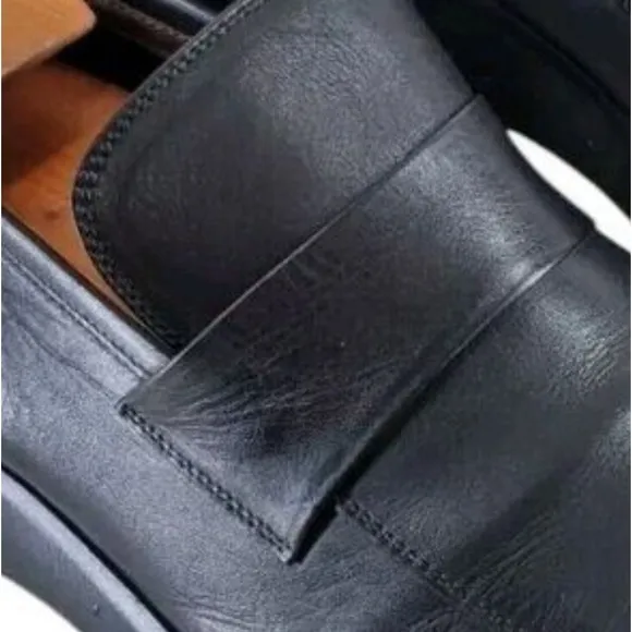 To Boot New York Saddle Loafer Shoes 11 Black Leather Casual Slip-On Rubber Sole
