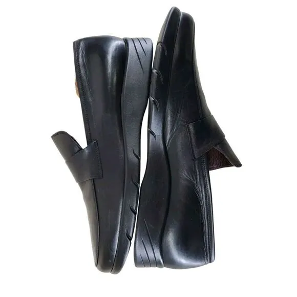 To Boot New York Saddle Loafer Shoes 11 Black Leather Casual Slip-On Rubber Sole