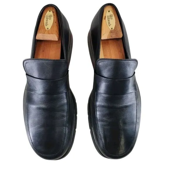 To Boot New York Saddle Loafer Shoes 11 Black Leather Casual Slip-On Rubber Sole