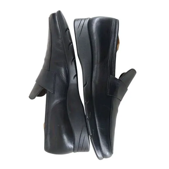To Boot New York Saddle Loafer Shoes 11 Black Leather Casual Slip-On Rubber Sole