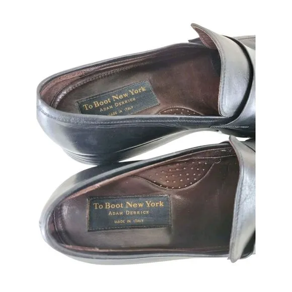To Boot New York Saddle Loafer Shoes 11 Black Leather Casual Slip-On Rubber Sole