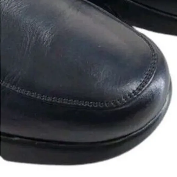 To Boot New York Saddle Loafer Shoes 11 Black Leather Casual Slip-On Rubber Sole