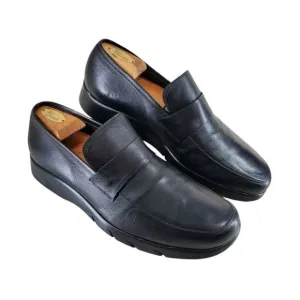 To Boot New York Saddle Loafer Shoes 11 Black Leather Casual Slip-On Rubber Sole