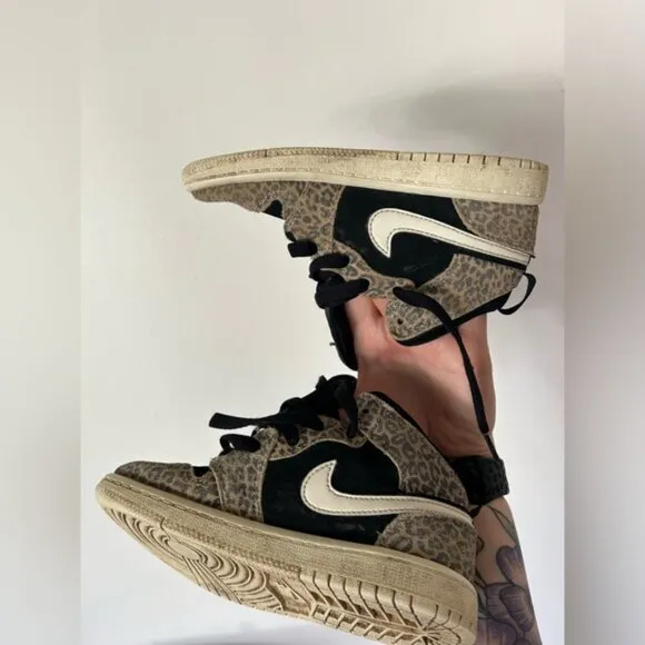 Toddler Nike Jordan 1 Mid Athletic Shoes ‘Cheetah’- Size 12C