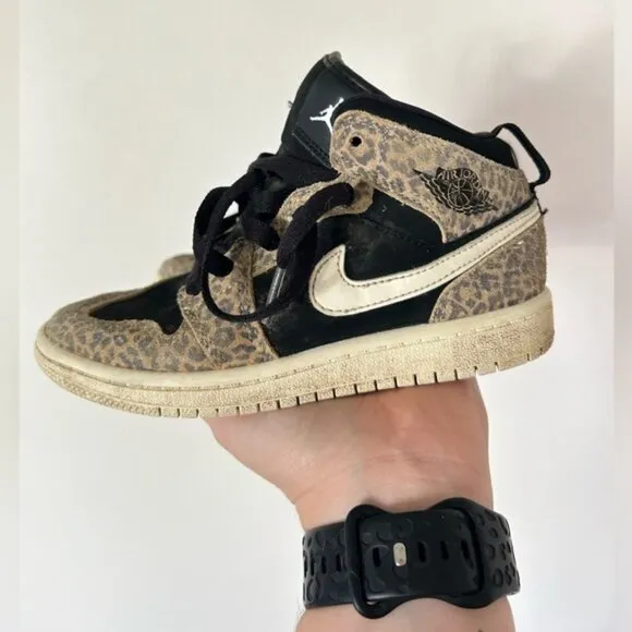 Toddler Nike Jordan 1 Mid Athletic Shoes ‘Cheetah’- Size 12C