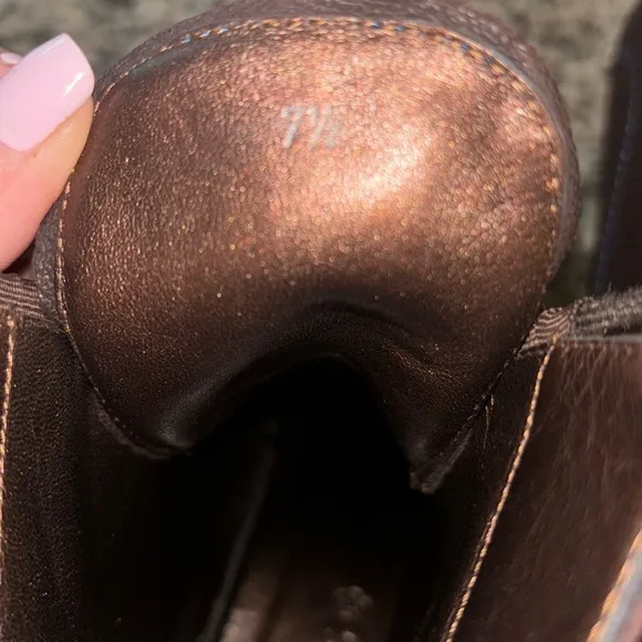 Tod’s Brown Leather Ankle Boots with Blue Stitching, Size 7.5 - Made in Italy