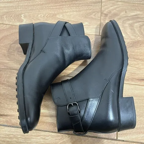 Tods Chelsea Ankle Boots Size 35.5 UK / 5.5 US Black Leather Made In Italy