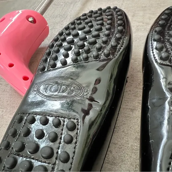 Tod's Gommino Black Patent Leather Driving Loafers