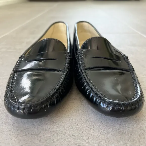 Tod's Gommino Black Patent Leather Driving Loafers