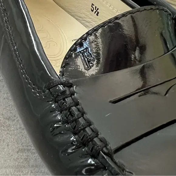 Tod's Gommino Black Patent Leather Driving Loafers