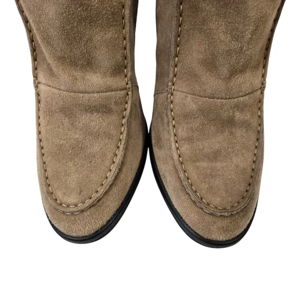 Tods Sherpa Sheepskin Suede Beige Y2K Chunky Heel Ankle Boots