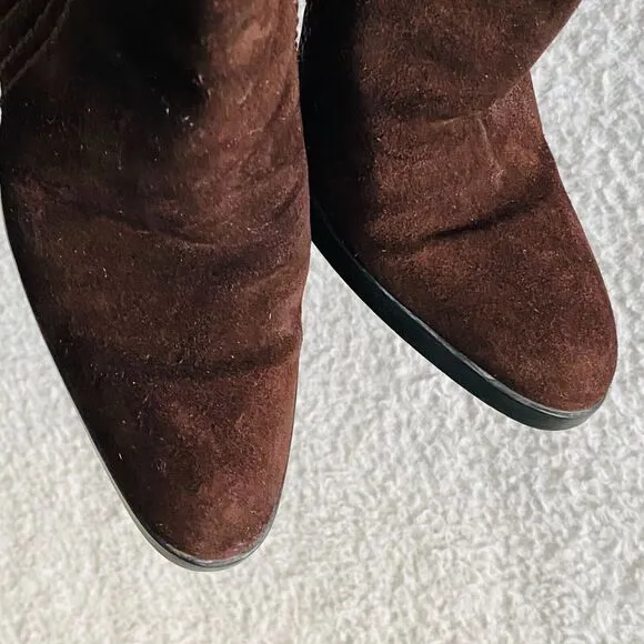 Tod’s Women's Boots Suede Heeled Ankle Leather Brown Size 5 Made in Italy