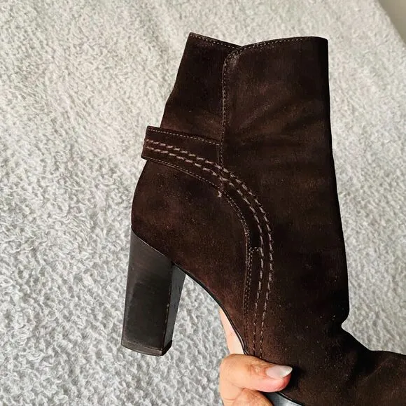 Tod’s Women's Boots Suede Heeled Ankle Leather Brown Size 5 Made in Italy