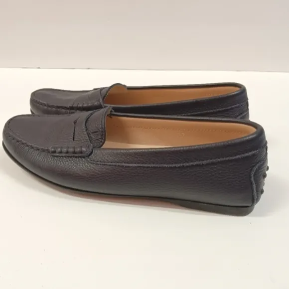 TOD'S Womens Leather Penny Loafers Navy Blue Size 7