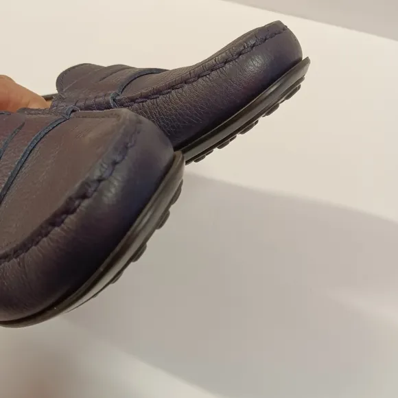 TOD'S Womens Leather Penny Loafers Navy Blue Size 7
