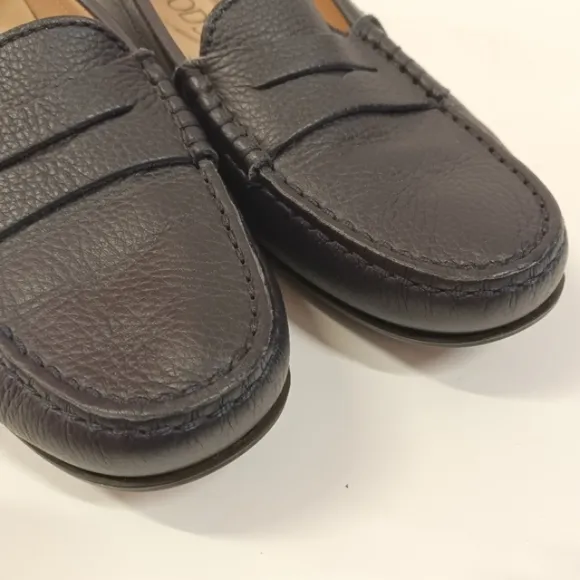 TOD'S Womens Leather Penny Loafers Navy Blue Size 7