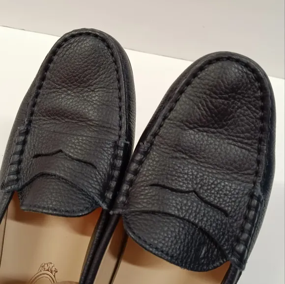 TOD'S Womens Leather Penny Loafers Navy Blue Size 7