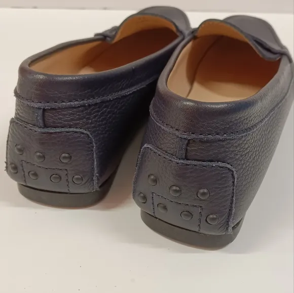 TOD'S Womens Leather Penny Loafers Navy Blue Size 7