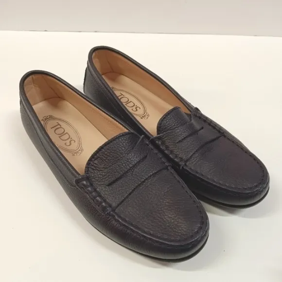 TOD'S Womens Leather Penny Loafers Navy Blue Size 7