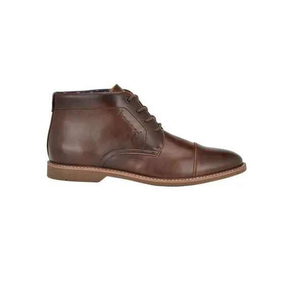 TOMMY HILFIGER Mens Brown Heel Pull-Tab Rawstin Cap Toe Lace-Up Chukka Boots 9
