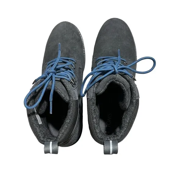 Toms Men’s Ashland 2.0 Grey Oil Suede Waterproof Ankle Boots Blue Laces Size 13