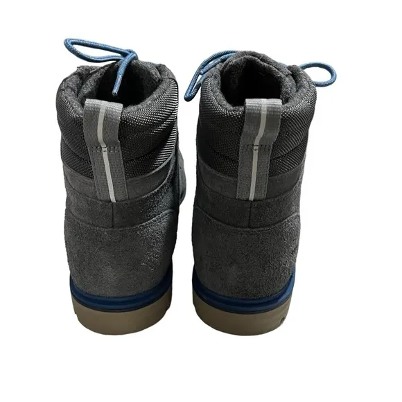 Toms Men’s Ashland 2.0 Grey Oil Suede Waterproof Ankle Boots Blue Laces Size 13
