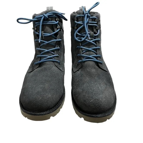 Toms Men’s Ashland 2.0 Grey Oil Suede Waterproof Ankle Boots Blue Laces Size 13