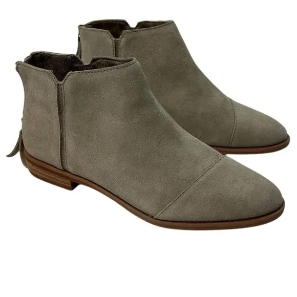 TOMS Women's Rylie Ankle Bootie Beige Natural Suede Size 8 Casual Round Toe Zip