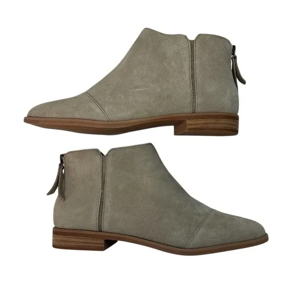 TOMS Women's Rylie Ankle Bootie Beige Natural Suede Size 8 Casual Round Toe Zip