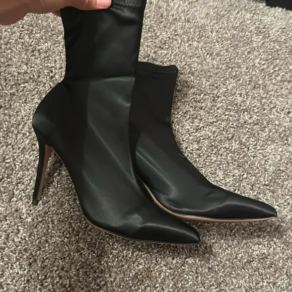 Tony Bianca socks satin ankle boots