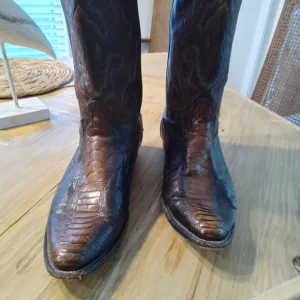 Tony Lama Brown Ostrich Leather Cowboy Boots Size 8.5 EE Made In Mexico