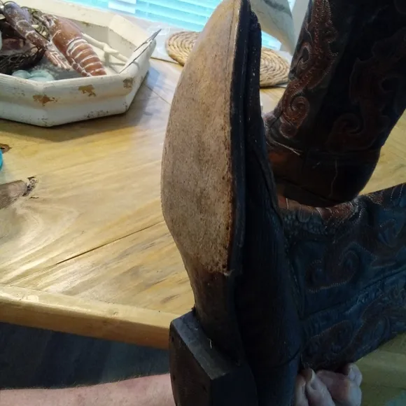 Tony Lama Brown Ostrich Leather Cowboy Boots Size 8.5 EE Made In Mexico