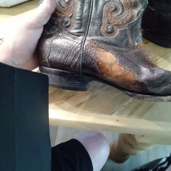 Tony Lama Brown Ostrich Leather Cowboy Boots Size 8.5 EE Made In Mexico