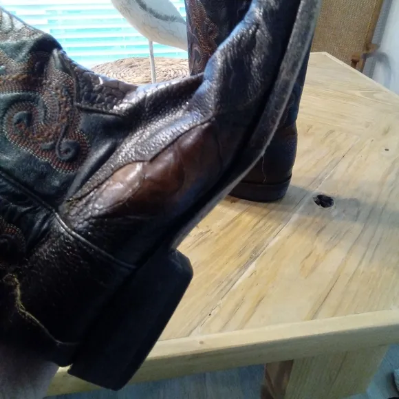 Tony Lama Brown Ostrich Leather Cowboy Boots Size 8.5 EE Made In Mexico