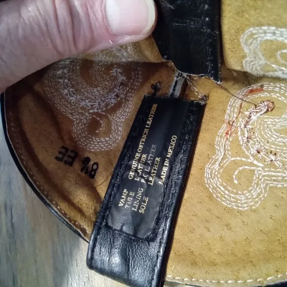 Tony Lama Brown Ostrich Leather Cowboy Boots Size 8.5 EE Made In Mexico