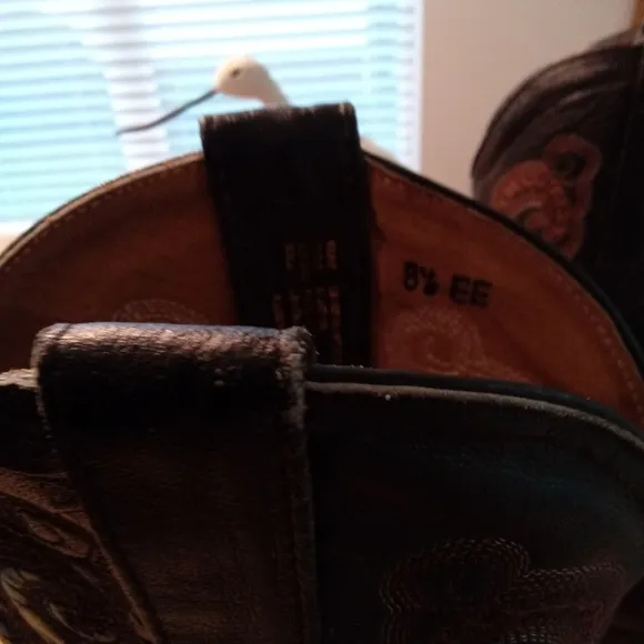 Tony Lama Brown Ostrich Leather Cowboy Boots Size 8.5 EE Made In Mexico