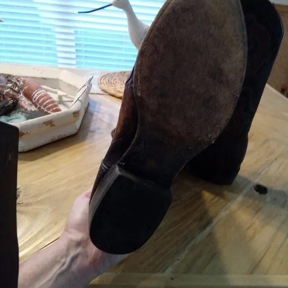 Tony Lama Brown Ostrich Leather Cowboy Boots Size 8.5 EE Made In Mexico